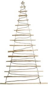 Veľký závesný drevený vianočný stromček s LED osvetlením - 205 cm
