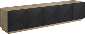 TV skrinka Asha 200 cm päťdverová - dub artisan / čierny mat