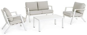 Bielá hliníková záhradná lounge súprava pre 4 Harley – Bizzotto