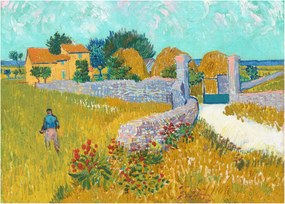 Sklenený obraz - Vincent van Gogh, Farmhouse in Provence, reprodukcia (70x50 cm)