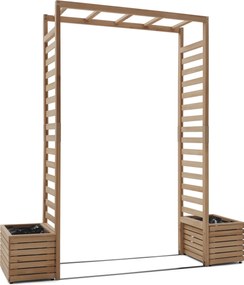 Záhradná pergola s debničkami na sadenie
