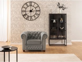 Sivé zamatové kreslo chesterfield York Blik – Ropez