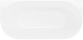 Mexen Oval Slim, voľne stojaca vaňa ku stene 170 x 80 cm, biela lesklá, biely prepad, 52661708000-20