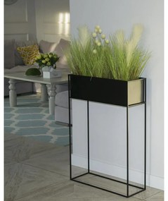KOVOVÝ KVETINÁČ SO STOJANOM RECT 90X24X64 CM ČIERNA