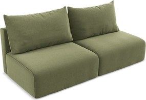 Zelená zamatová rozkladacia/s úložným priestorom pohovka 216 cm Kalena – Makamii