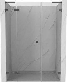 Mexen Lunar L, ľavé otočné sprchové dvere 150 cm, 8mm číre sklo, grafitový profil, 834SL-150-050-95-00-L