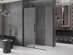 Mexen Velar, sprchový kút s posuvnými dverami 130 x 75 cm, 8mm sklo námraza, čierna matná, 871-130-075-31-70