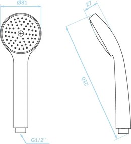 Kuchinox MEVA, ručná sprchová hlavica 210×72 mm, čierna matná, LAV-NKM_7SAD