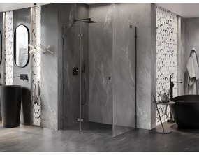 Mexen Lunar, výklopný sprchový kút ľavý 95 x 70 cm, 8mm číre sklo, profil grafit brúsený, 834-095-070-66-00-L