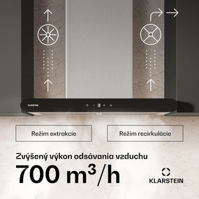 Klarstein CurveVent digestor, 700 m³/h, Dotykový, LED, 110 W, EEK A+