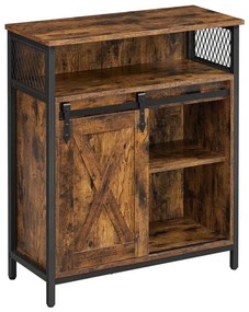 Komoda FIRA s posuvnými dvierkami, hnedá/čierna