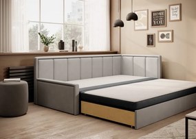 Sivá ženilková rozkladacia/s úložným priestorom pohovka 214 cm Fulgeo – ELTAP