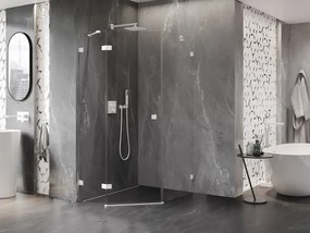 Mexen Lunar, Päťuholníkový sprchový kút Mexen Lunar s výklopným ľavým oknom 80 x 100 cm, 8mm číre sklo, biely profil, 831-080L-100P-01-20-L