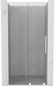 Mexen Velar L, posuvné sprchové dvere do otvoru 120 cm, 8mm číre sklo, biela matná, 871-120-003-01-20
