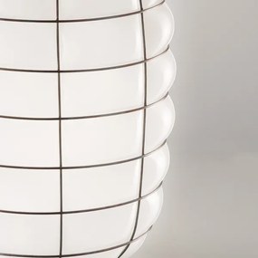 SIRU - Luster na lanku LANTERNA 1xE27/60W/230V pr. 32 cm čierna/biela benátske sklo