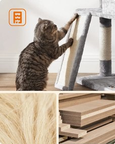 Mačacie stromové škrabadlo TIGER, svetlo sivé