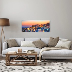 Obraz - Santorini pri zotmení (120x50 cm)