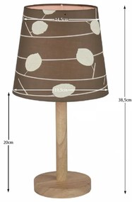 Stolná lampa, drevo/látka vzor listy, QENNY TYP 6 LT6026