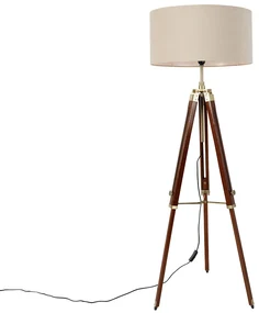 Stojaca lampa mosadzná s tienidlom svetlohnedá 50 cm trojnožka - Cortin