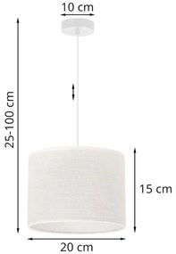Závesné svietidlo Juta, 1x biele jutové tienidlo, (fi 20cm), w