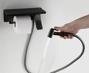 Sapho Sapho, Podomietková bidetová batéria so stop sprchou a držiakom toaletného papiera, grafitová, TJ040GM