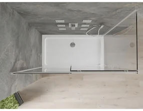 Mexen Omega, sprchovací kút s posuvnými dverami 130 (dvere) x 70 (stena) cm, 8mm číre sklo, chrómový profil + slim sprchová vanička 5cm, 825-130-070-01-00-4010