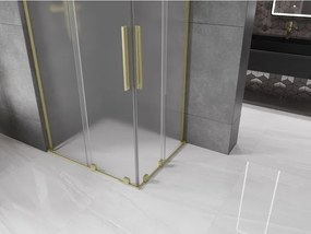 Mexen Velar L Duo, sprchový kút s posuvnými dverami 90 x 80 cm, 8mm sklo námraza, zlatá matná, 871-090-080-02-33-55