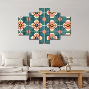 Obraz - Retro vzor s kvetmi (150x105 cm)