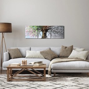 Obraz - Strom štyroch ročných období (s hodinami) (90x30 cm)