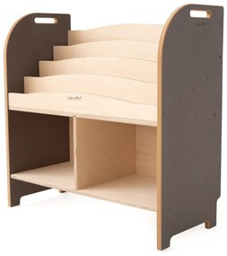 Dětský montessori regál s knihovnou, šedý - 74 x 75 cm