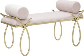 Lavica Stuha 112 cm zamat zlatá/ružová