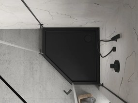 Mexen Flow+ päťuholníková sprchová vanička 80 x 80 cm, čierna matná, 46P708080H