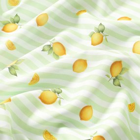 Goldea hranatý teflónový obrus - zelené prúžky s citrónmi 140 x 220 cm
