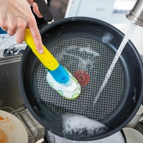 Scrub Daddy Dish Daddy hubka na umývanie riadu, s rukoväťou a dávkovačom saponátu