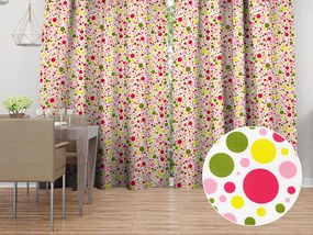 Biante Bavlnený záves Sandra SA-209 Ružové a žlté bodky na bielom 140x200 cm