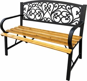 Lean Záhradná drevená lavička s kovovým rámom – 2 miestna