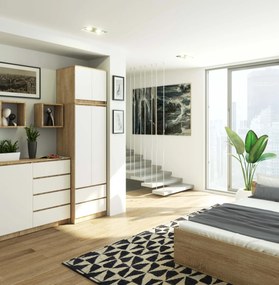 Šatníková skriňa s nástavcom STAR 234 cm biela/dub sonoma