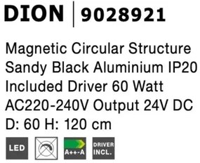 LED luster na lanku Dion 1 čierne