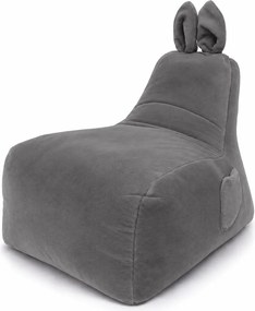 Set 2 detských sedacích vakov Bunny L Lapit sivý + Bag Sako L plyš čierny