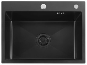 Rea Liam, oceľový kuchynský drez 530x450x200mm + sifón, čierna matná, ZLE-06008