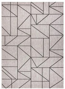 Koberec SIZAL FLOORLUX 20605 geometrický trojuholník - strieborný / čierny