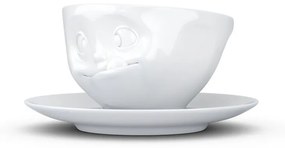 Biela maškrtná porcelánová šálka s tanierikom 58products
