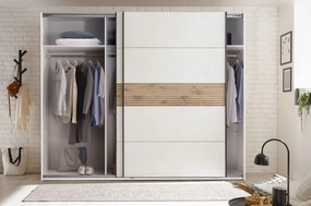 Šatníková skriňa so zrkadlom Daria, 270 cm, dub/biela