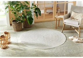 Biely/béžový okrúhly vonkajší koberec ø 150 cm - NORTHRUGS