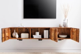 Dizajnová skrinka závesná pod TV Zorpi 160cm masívne mangové drevo / hnedá