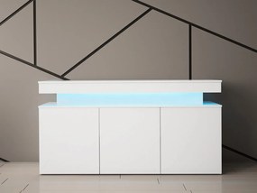 Komoda s LED osvetlením USOA - lesklá biela / matná biela