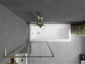 Mexen Next L, 1-krídlová vaňová zástena 70 x 150 cm, 6mm číre sklo-čierny vzor, zlatý matný profil, 895-070-000-03-70-55