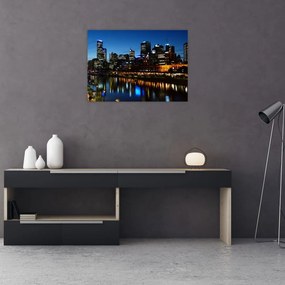 Sklenený obraz noci v Melbourne (70x50 cm)