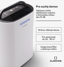 Klarstein AeroDry 10 Odvlhčovač 165W 10l/d 135m³/h 25m² DrySelect 37dB