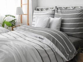 XPOSE® Bavlnené obliečky KLAUDIE DUO na dve postele - sivé/biele